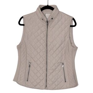 Like New Westport 1962 Grey Beige Quilted Vest Zipper with Zip Pockets Medium